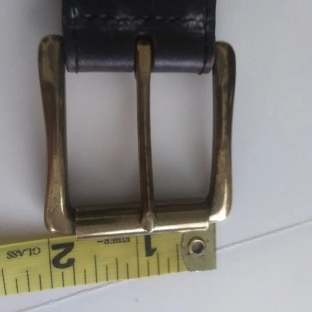 Talbots Womens Leather Belt, Open Weave Two-Tone Black Brown, Fits 30-36 inch